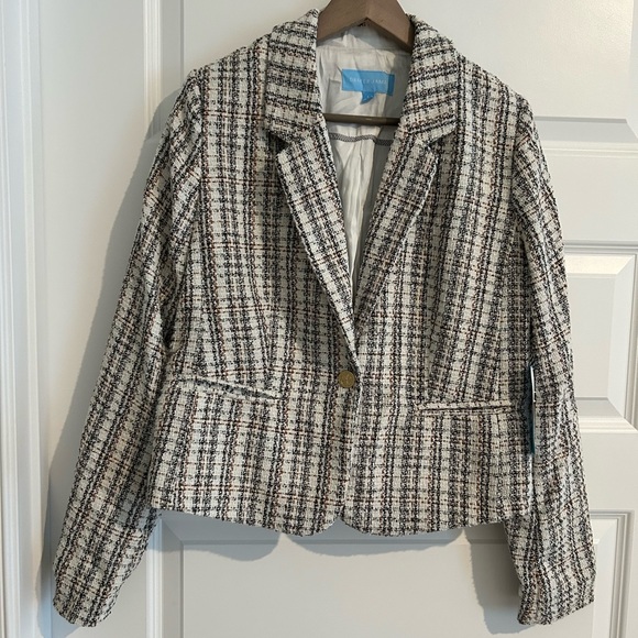 Draper James Boucle Blazer Ivory Multi Size L - Picture 1 of 15
